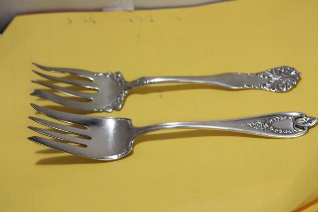 Lot of 2 Silverplated Serving Forks