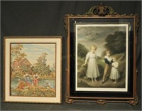 2 Estate Pictures. French Style. Needlework