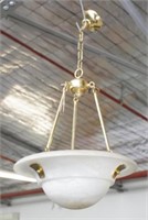 Spanish alabaster & lacquered metal ceiling light