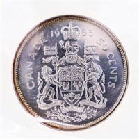 1965 Canada Silver 50 Cents MS 63 Cameo ICCS