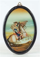 Reverse Painting of Soldier on Horseback