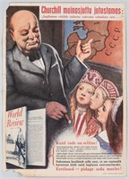 WWII GERMAN ANTI-CHURCHILL ESTONIAN POSTER