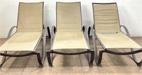 (3) Traditional Steel Patio Chaise Lounge Chairs