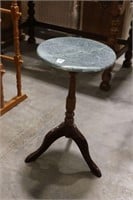 MARBLE TOP PEDESTAL SIDE TABLE