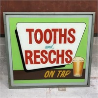 Tooths & Reschs glass sign approx  118 x 108 cm
