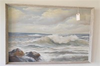 Original Oil on Canvas oceanscape by J.H