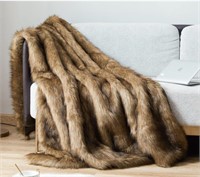 Luxurious Brown Faux Fur Throw Blanket,