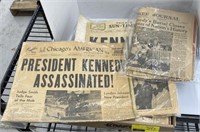 Assorted newspapers of president Kennedy