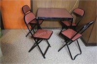 Metal Red Card Table & Chair Set