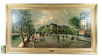 Grand tableau vintage signé A. DIVITY 24"x48"