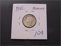 1942 US Mercury 10 cent Coin