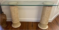 67 - GLASS TOP CONSOLE TABLE 52"L