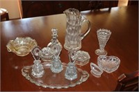 all early glass perfumers,vase,pitcher & items