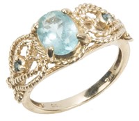 LADIES 10K YELLOW GOLD AND BLUE TOPAZ RING