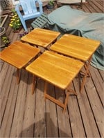 Set of Four Wooden Tray Tables vintage
