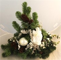 Greenery, pine cone & Santa centerpiece