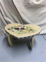 Hand Painted Heart Shaped Foot Stool