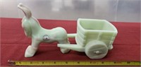 Fenton Art Glass Donkey with Cart