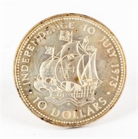 Coin 1973 Bahamas $10 Dollars Silver