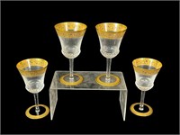 SET OF 4 SAINT LOUIS CRYSTAL "THISTLE" GOBLETS