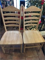 2 WOODEN CHAIRS -- CRACK AT TOP