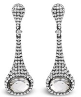 18k Wgold 3.13ct White Quartz & Diamond Earrings