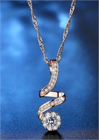 Spiral Shape Zircon Pendant Necklace Twisted