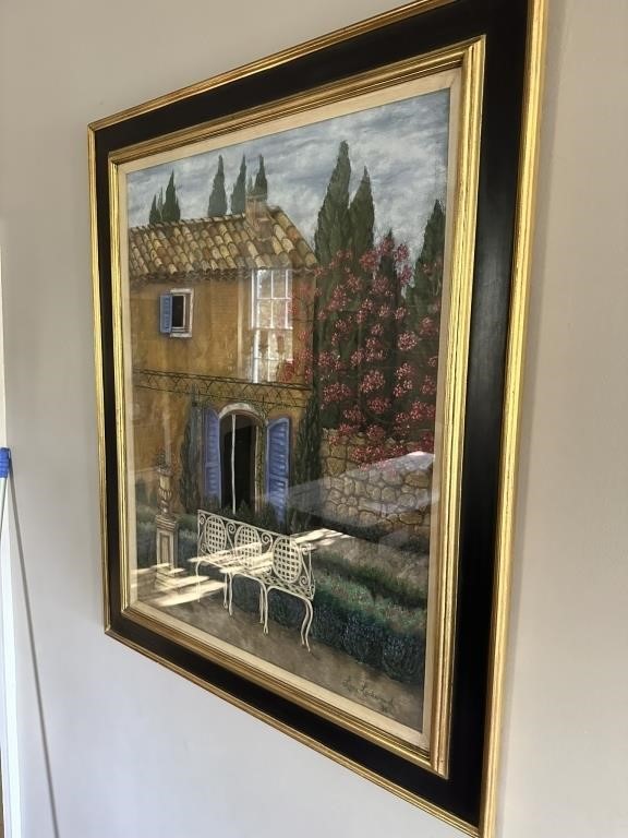 Hand Painted Pastel Scene of Tuscan House