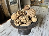 Timber Fruit & Bowl & Porcelain Bowl & Pine Cones