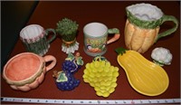 Vintage ceramic fruit & veggie kitchen decor lot