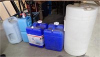 (5) PLASTIC WATER CONTAINERS - DIFFERENT SIZES