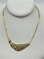 Vintage Trifari Tan Enamel Gold Tone Necklace