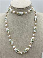 1960's Yellow Flower Ceramic Bead Necklace