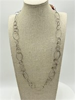 Sterling Silver Fancy Textured Link Necklace