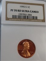 1995 -S One Cent PF70 RD UC NGC