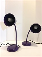 Two Purple Adjustable Desk Lamps