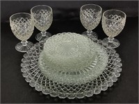 Anchor Hocking Waterford Waffle Pattern Glass Set