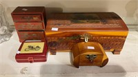 Four vintage wooden jewelry boxes(1417)