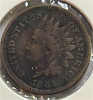 1864 Indian Head Penny Bronze F