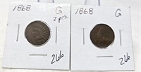 (2) 1868 Cents G