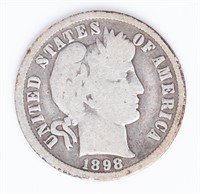 Coin 1898-O Small O Barber Silver Dime In Good