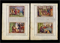 16th c. Hand-Colored Bible Leaves