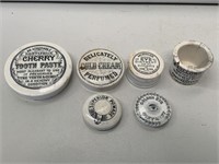 Group Lot of Pot Lids And Ointment pots. Various