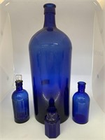 Group of 4 Cobalt Blue Poison and Chemical