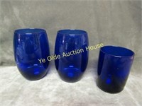 cobalt blue glass tumbler lot of 3 pcs