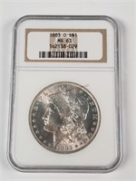 1883-O Morgan Silver Dollar- Graded MS63