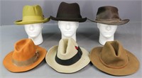 Leather, Wool & Felt Hats / 6pc