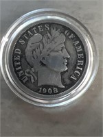 1908 silver dime