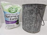 Galvanized Can & New  Bag of  Insect Killer
