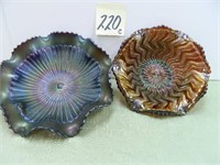 Carnival Glass Signed Northwood Stipple Rays -